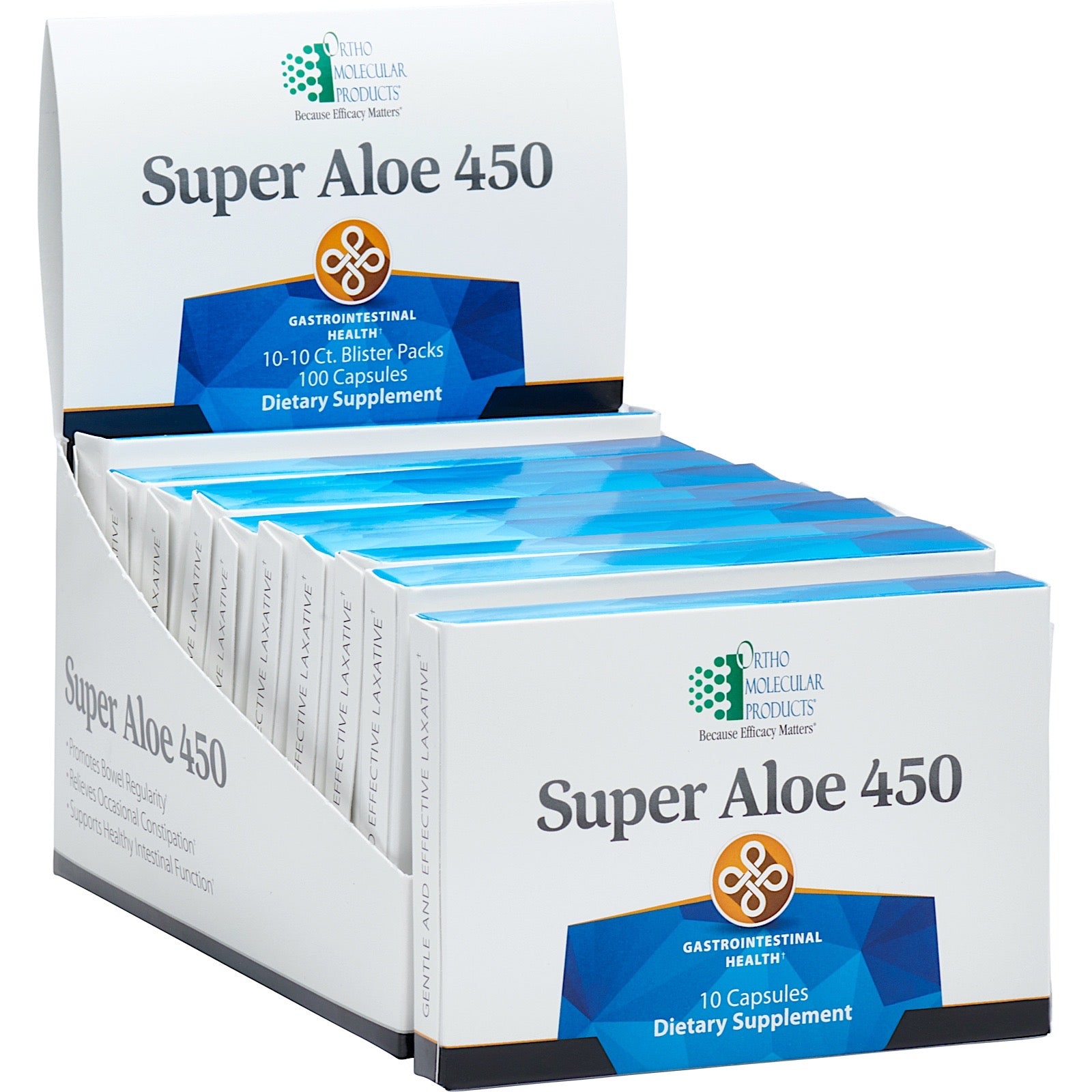 Ortho Molecular, Super Aloe 450 10 Blister, 100 Capsules UPC 615033028206 | Hilife Vitamins